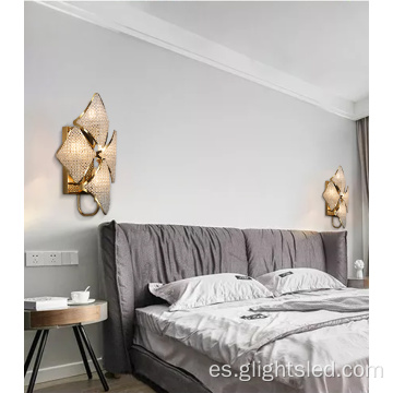 Lámpara de pared de cristal LED de cabecera decorativa para dormitorio